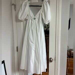 Abercrombie Maxi, Puff Sleeve Dress, White